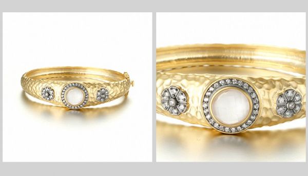 雙色14Ｋ金月光石手環 手環,月光石,手鐲,寶石手環