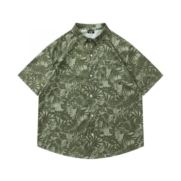 涼感綠森花襯衫（零碼） 短袖襯衫
花襯衫