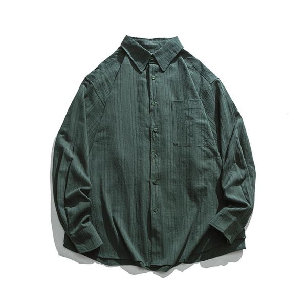 日式綠長袖襯衫 長袖襯衫