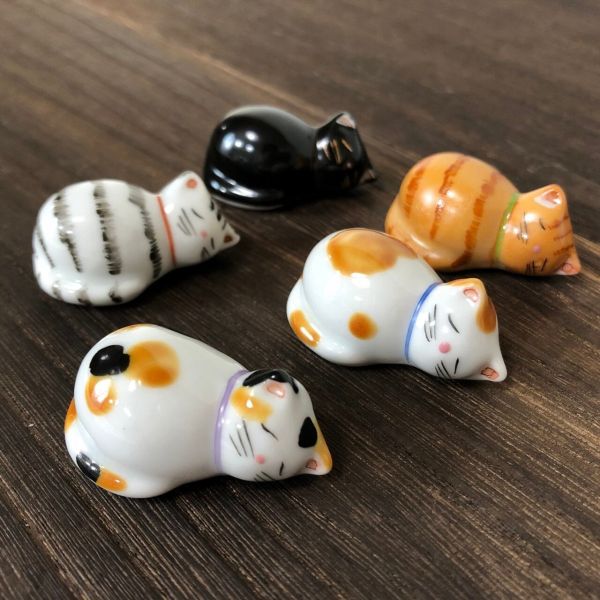 紫泉窯 清水燒 睡覺貓咪造型筷架/個 