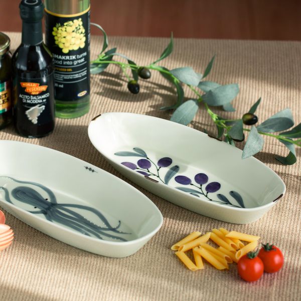 西海陶器 olive葡萄波佐見燒陶瓷橢圓盤 