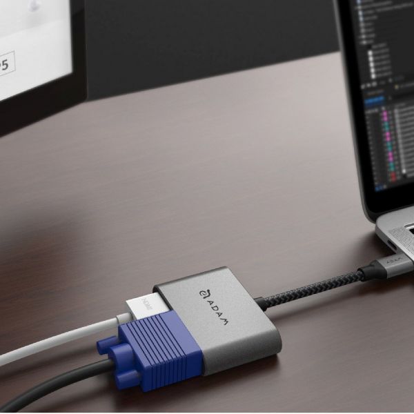 【ADAM 亞果元素】CASA Hub VH1 USB 3.1 Type−C 轉 VGA−HDMI 二合一顯示轉接器 