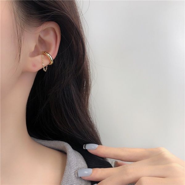 C形鍊條耳骨夾 耳環,貼耳式耳環,垂墜式耳環,夾式耳環,耳骨夾