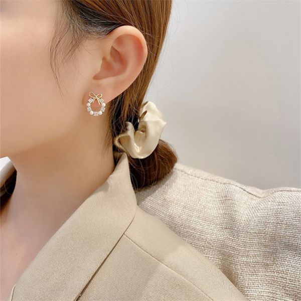 蝴蝶結珍珠圓圈耳環 耳環,貼耳式耳環,垂墜式耳環,夾式耳環,耳骨夾