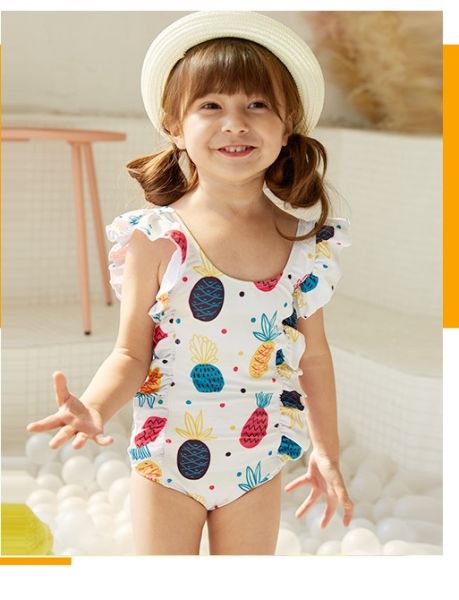 兒童彩色鳳梨連身泳衣 兒童泳裝,女童,兒童泳衣