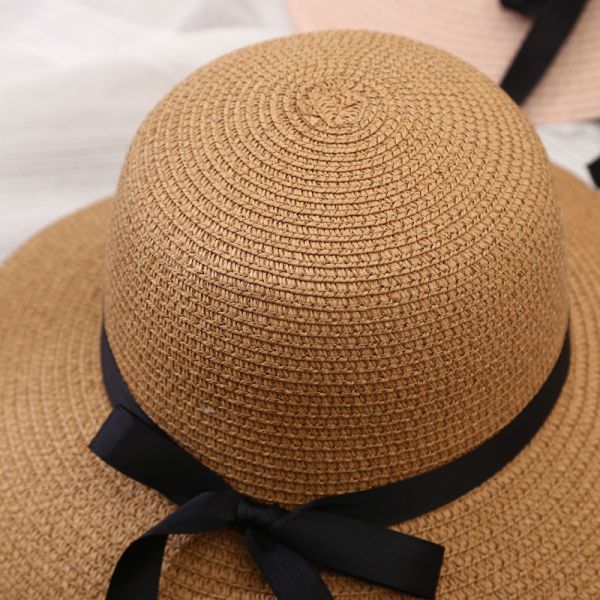 蝴蝶結可折疊草編帽(兩色) 草帽,遮陽帽
