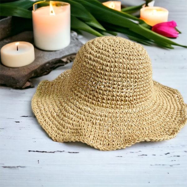 編織可折疊草帽(兩色) 草帽,遮陽帽