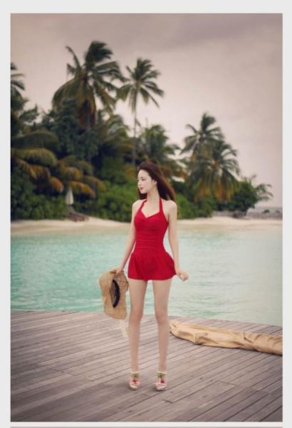 韓版連身裙式泳衣 連身遮肚泳衣