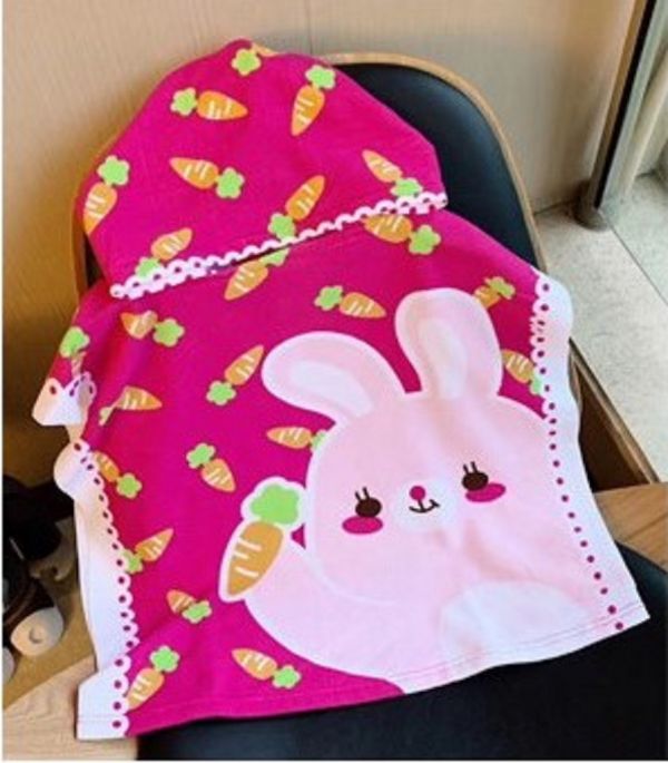 兒童造型連帽毛巾衣粉色兔子 毛巾衣,浴巾,連帽浴巾