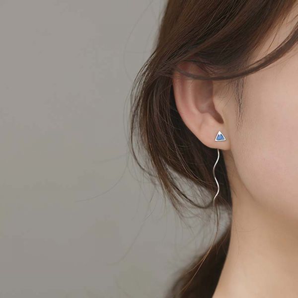 藍色富士山耳環 耳環,貼耳式耳環,垂墜式耳環,夾式耳環,耳骨夾