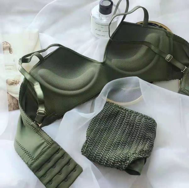 編織造型無鋼圈美胸內衣(綠) 內衣,美胸內衣,集中內衣,性感內衣