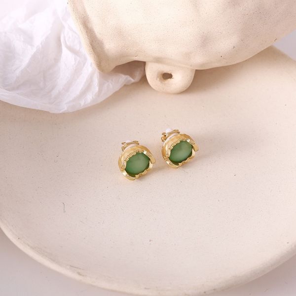 綠色巴洛克耳夾 耳環,貼耳式耳環,垂墜式耳環,夾式耳環,耳骨夾