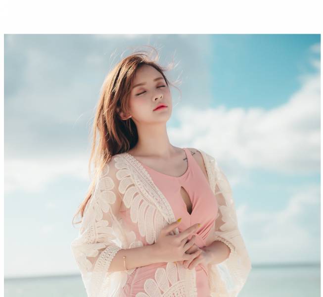 韓版公主粉色連身三角性感泳衣 連身遮肚泳衣