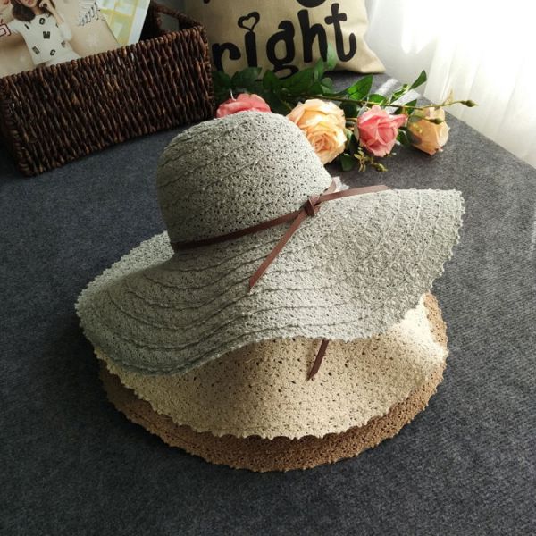 蕾絲簍空可折疊草帽(三色) 草帽,遮陽帽