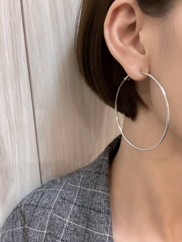 經典圓圈耳環細版6cm-銀 耳環,貼耳式耳環,垂墜式耳環,夾式耳環,耳骨夾