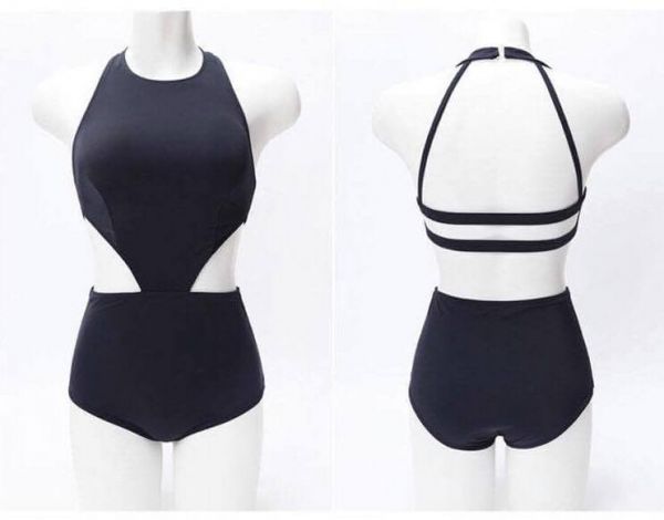 韓版連身簍空性感泳衣 連身遮肚泳衣