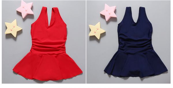 韓版兒童美背連身裙(紅色/藍色) 兒童泳裝,男童,女童,兒童泳衣,長袖