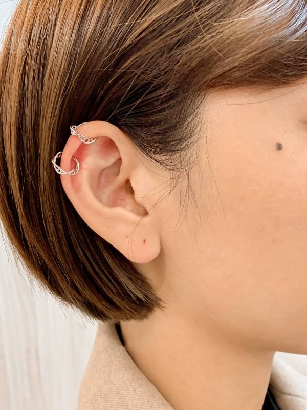 DNA耳骨夾-銀 耳環,貼耳式耳環,垂墜式耳環,夾式耳環,耳骨夾