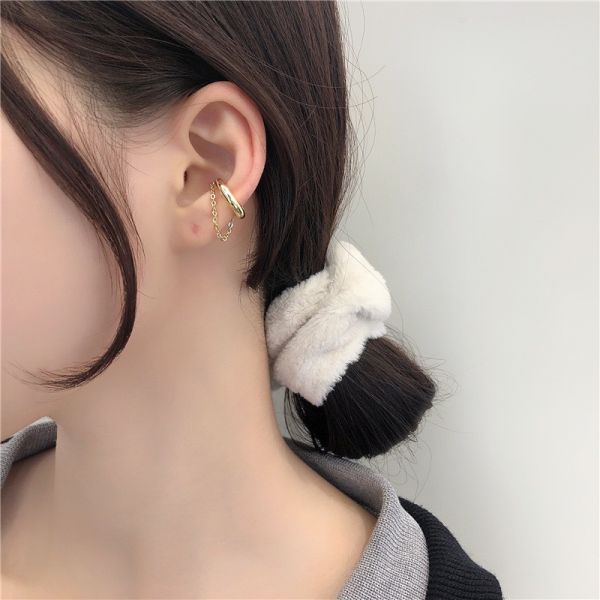 C形鍊條耳骨夾 耳環,貼耳式耳環,垂墜式耳環,夾式耳環,耳骨夾