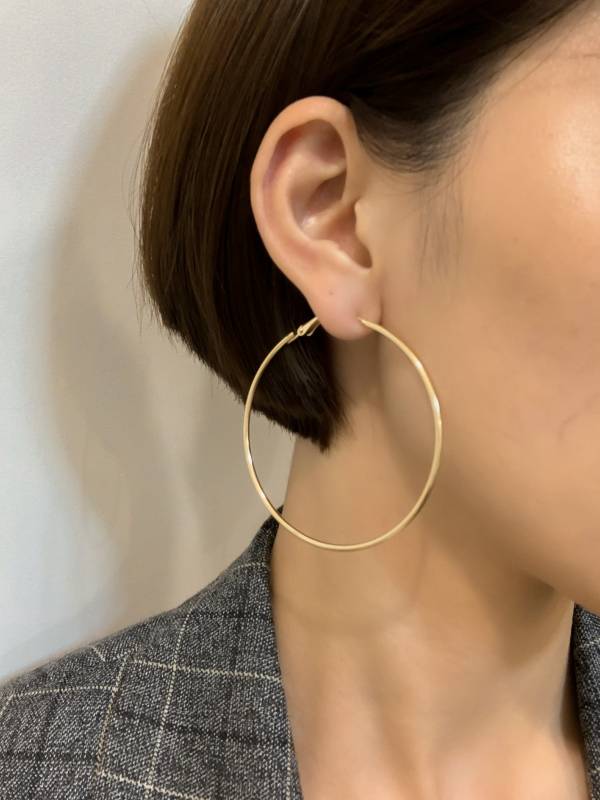 經典圓圈耳環細版 6cm-金 耳環,貼耳式耳環,垂墜式耳環,夾式耳環,耳骨夾