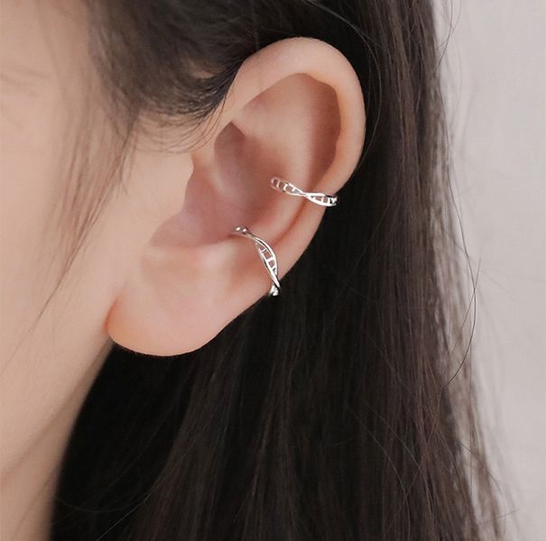 DNA耳骨夾-銀 耳環,貼耳式耳環,垂墜式耳環,夾式耳環,耳骨夾