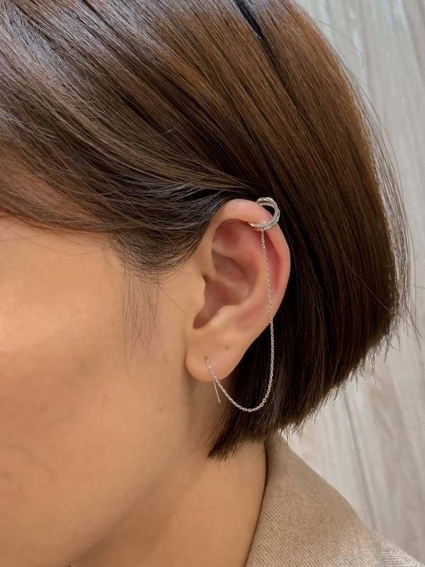 雙線幾何單支耳環 耳環,貼耳式耳環,垂墜式耳環,夾式耳環,耳骨夾
