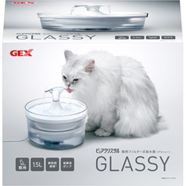 GEX粉標貓透明飲水器1.5L 