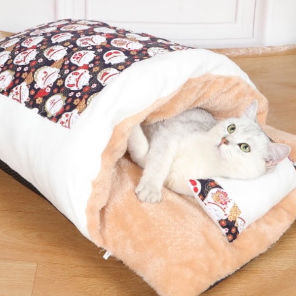 日式加絨貓睡袋-招財貓 
