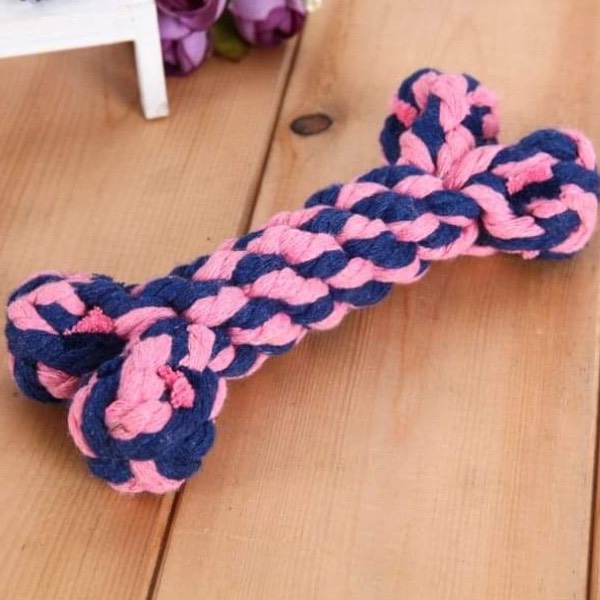 粉藍棉繩骨玩具15.5CM 