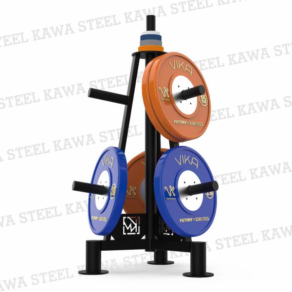 Kawa Steel Weight Plate Triangle Rack 槓片塔,彩膠鑄鐵配重車輪槓片收納放置架,50mm孔徑用,台灣製,中鋼鋼材,運動健身規畫採購安裝,重訓體育室