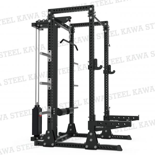 Kawa Steel half power rack with lat pulldown & low row 高低拉.擋腿坐姿划船.Cable滑輪下拉,龍門架,深蹲重訓架,台灣製,中鋼鋼材,運動健身規畫採購安裝,trx,crossfit,gym