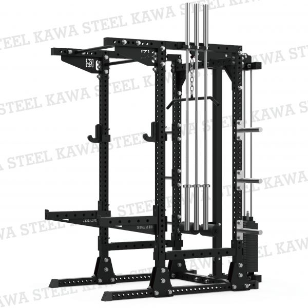 Kawa Steel power rack with lat pulldown & low row 高低拉.擋腿坐姿划船.Cable滑輪下拉,龍門架,深蹲重訓架,台灣製,中鋼鋼材,運動健身規畫採購安裝,trx,crossfit,gym