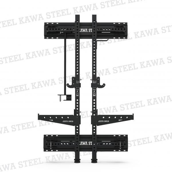 Kawa Steel Wall Mounted Folding Rack 可折疊深蹲架.鎖壁折疊重訓架,蹲舉架,龍門架,深蹲重訓架,台灣製,中鋼鋼材,運動健身規畫採購安裝,硬舉,臥推,舉重,地雷管