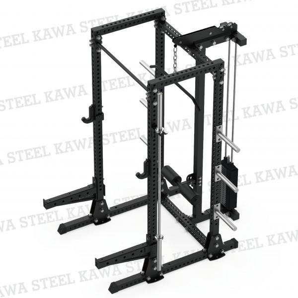 Kawa Steel half power rack with lat pulldown & low row 高低拉.擋腿坐姿划船.Cable滑輪下拉,龍門架,深蹲重訓架,台灣製,中鋼鋼材,運動健身規畫採購安裝,trx,crossfit,gym