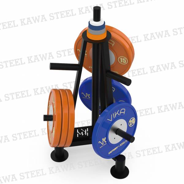 Kawa Steel Weight Plate Triangle Rack 槓片塔,彩膠鑄鐵配重車輪槓片收納放置架,50mm孔徑用,台灣製,中鋼鋼材,運動健身規畫採購安裝,重訓體育室