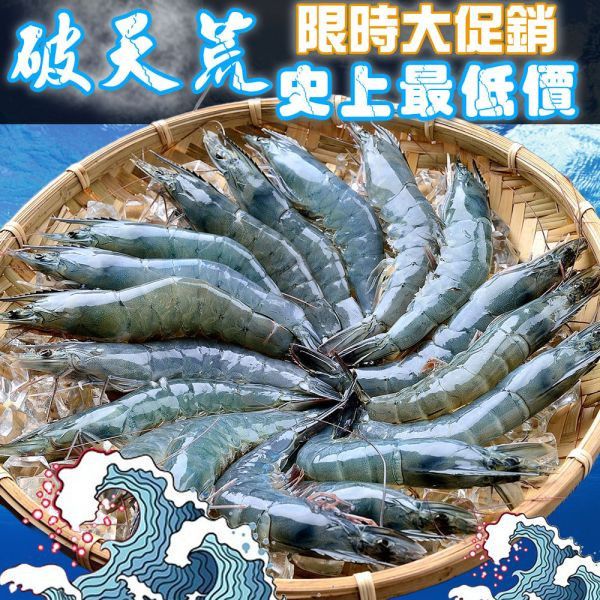 白蝦蝦王爺(31/40)6盒-免運史低! 冷凍,白蝦,蝦子,馬來西亞