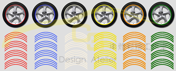 汽車 反光 輪圈貼 寬0.5cm 汽車,反光,輪圈,輪框,鋼圈,貼紙,輪胎,發光條,輪轂,飾貼 反光貼,18吋~20吋,寬0.5cm