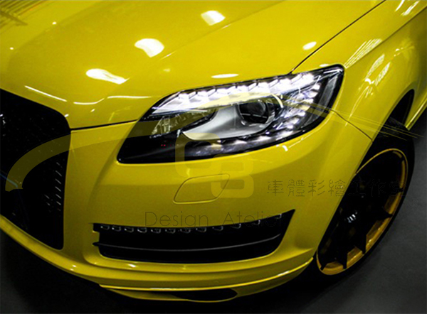 高亮度 鮮黃色 車身改色膜 車身,亮面,烤漆膜,鮮黃,汽車,改色膜,全車,亮面,烤漆膜,素面膜,車身保護膜,導氣孔,貼紙