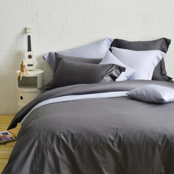 Cozy inn  加大  簡單純色-鐵灰-200織精梳棉薄被套床包組 100%精梳棉,四件式,薄被套,被套床包組,鐵灰