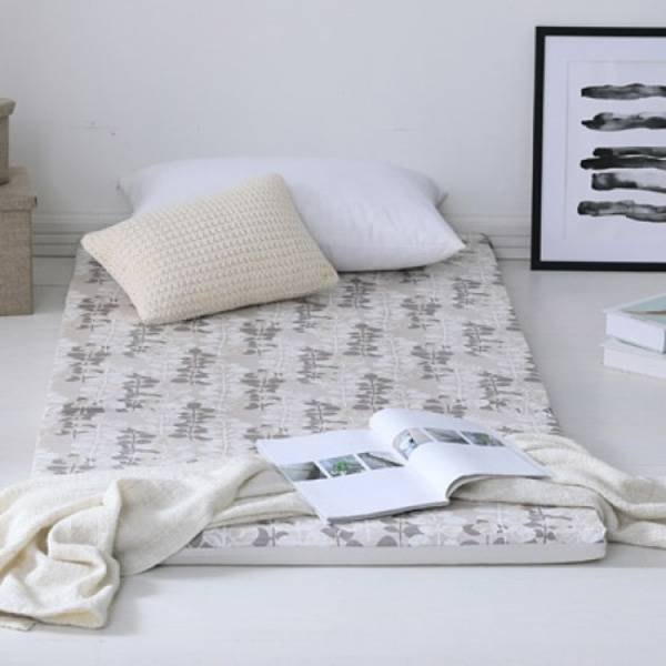 LAMINA 單人 自然葉風 100%精梳棉透氣床墊-灰 自然葉風,床墊,精梳棉,透氣床墊,5公分,三折