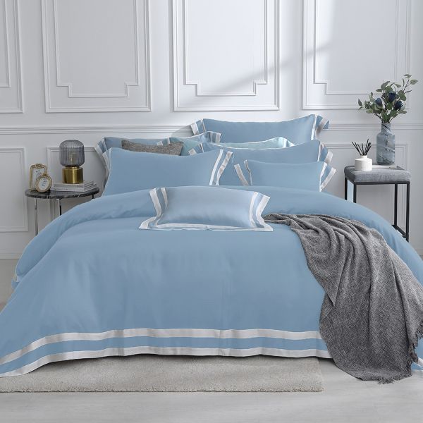 LAMINA 雙人-優雅純色-蔚藍 300織萊賽爾天絲兩用被套床包組 天絲床包組,被套床包組,天絲兩用被套床包組