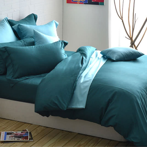 Cozy inn  雙人  簡單純色-孔雀藍-200織精梳棉薄被套床包組 100%精梳棉,薄被套,被套床包組,精梳棉床包組,孔雀藍,雙人