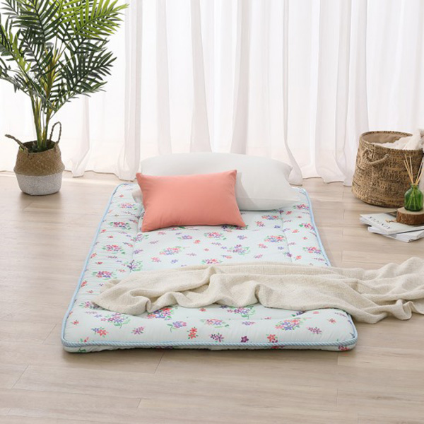 LAMINA  單人 和風花繪日式床墊-藍 透氣床墊,5公分,三折收納床墊