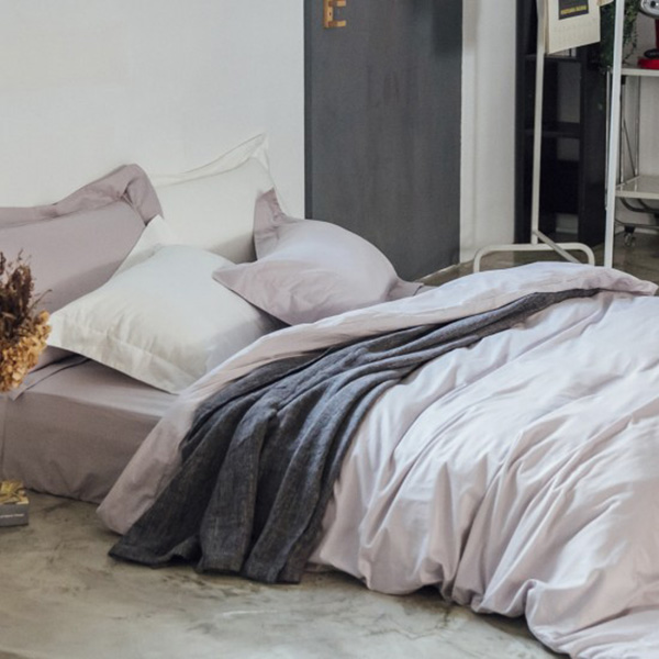 LAMINA  單人  純色-灰芋紫 100%精梳三件式被套床包組 100%精梳棉,薄被套,被套床包組,精梳棉床包組,純色-灰芋紫,單人