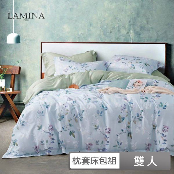 LAMINA  雙人  霞露  100%萊賽爾天絲枕套床包組 100%萊爾賽天絲,枕套床包組,台灣製造,雙人