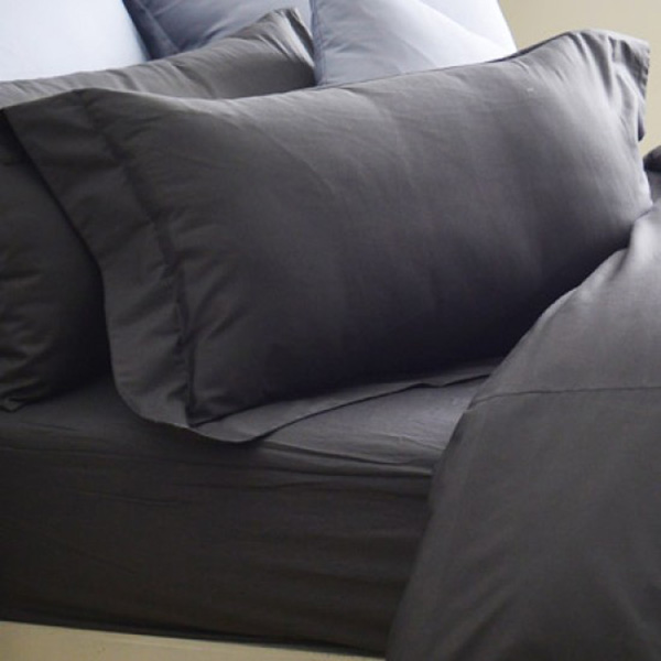 Cozy inn  加大  簡單純色-鐵灰-200織精梳棉薄被套床包組 100%精梳棉,四件式,薄被套,被套床包組,鐵灰