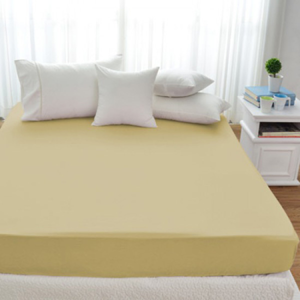 Cozy inn  加大 簡單純色-奶茶金-200織精梳棉床包 100%精梳棉,床包,精梳棉床包,奶茶金,加大