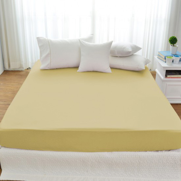 Cozy inn  雙人  簡單純色-奶茶金-200織精梳棉床包 100%精梳棉,床包,精梳棉床包,奶茶金,雙人