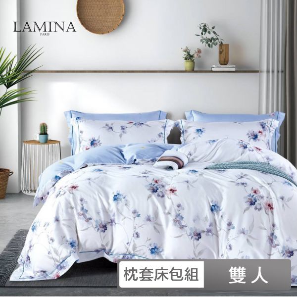 LAMINA  雙人  星露 100%萊賽爾天絲枕套床包組 100%萊爾賽天絲,枕套床包組,台灣製造,雙人