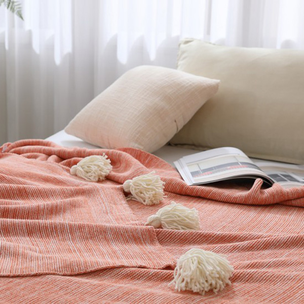 Cozy inn  純棉漸變流蘇針織毯-鬱金香 純棉毯,純棉針織毯,冬毯,流蘇針織毯
